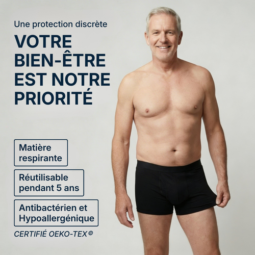 Boxer d'incontinence réutilisable pour homme