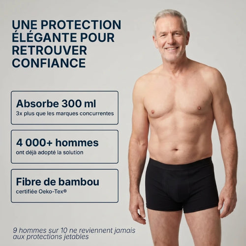 Boxer d'incontinence réutilisable pour homme